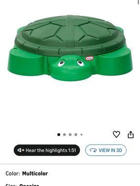 Little Tikes Green Turtle Sandbox with Lid